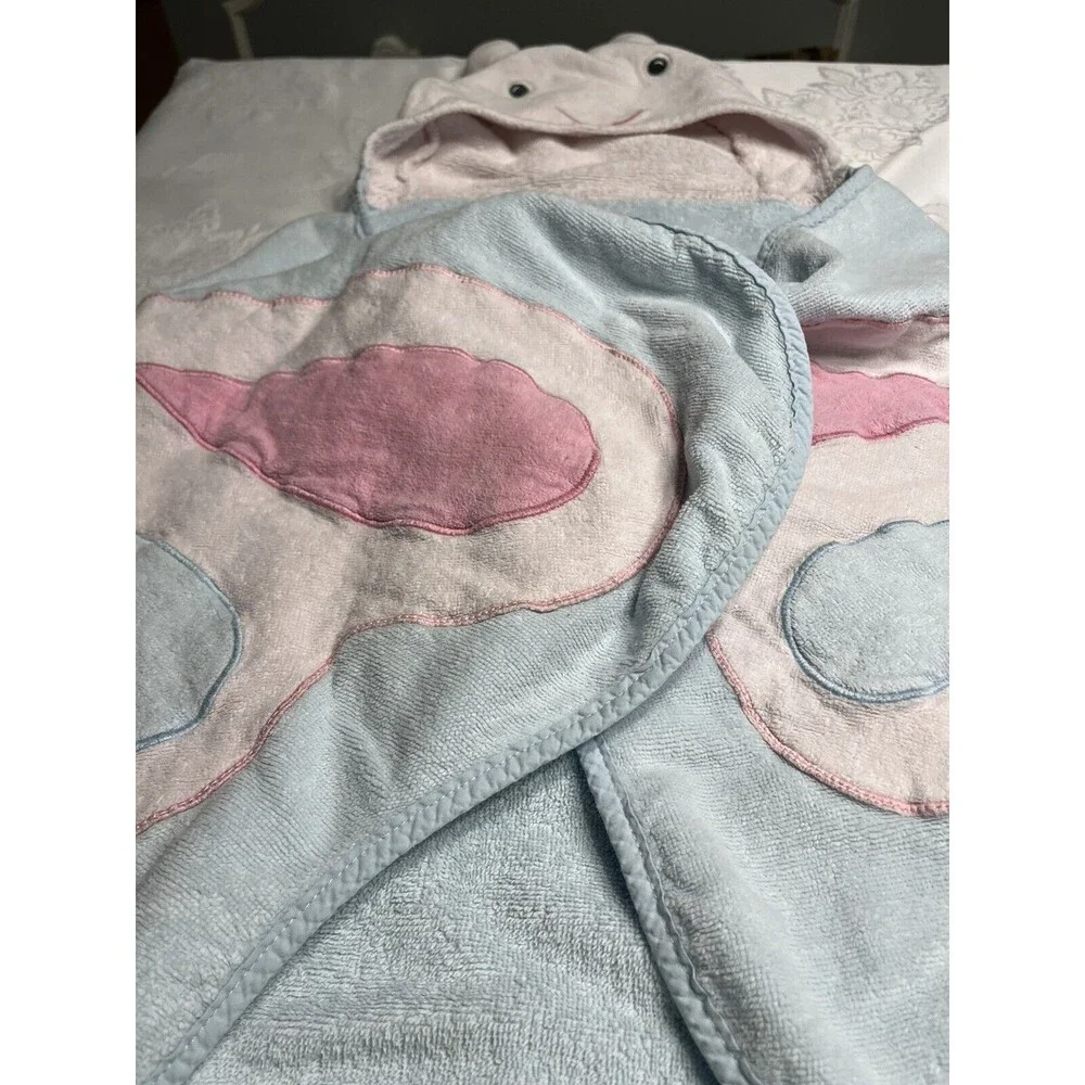 Pottery Barn Kids Hooded Bath Pool Towel Yellow Periwinkle Pink Butterflies